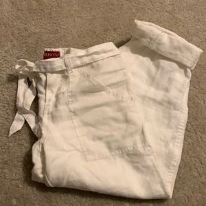 Merona Linen White Cropped Pants XS
